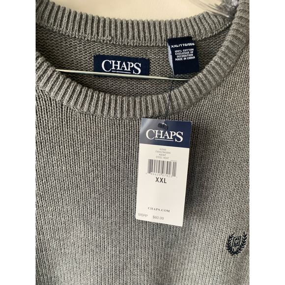 Ralph Lauren Men’s Chaps Gray Knit Sweater 100% Cotton Size XXL NWT - Picture 3 of 5